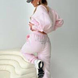 NWT Princess Polly Track Pants Script Pink Grey XS